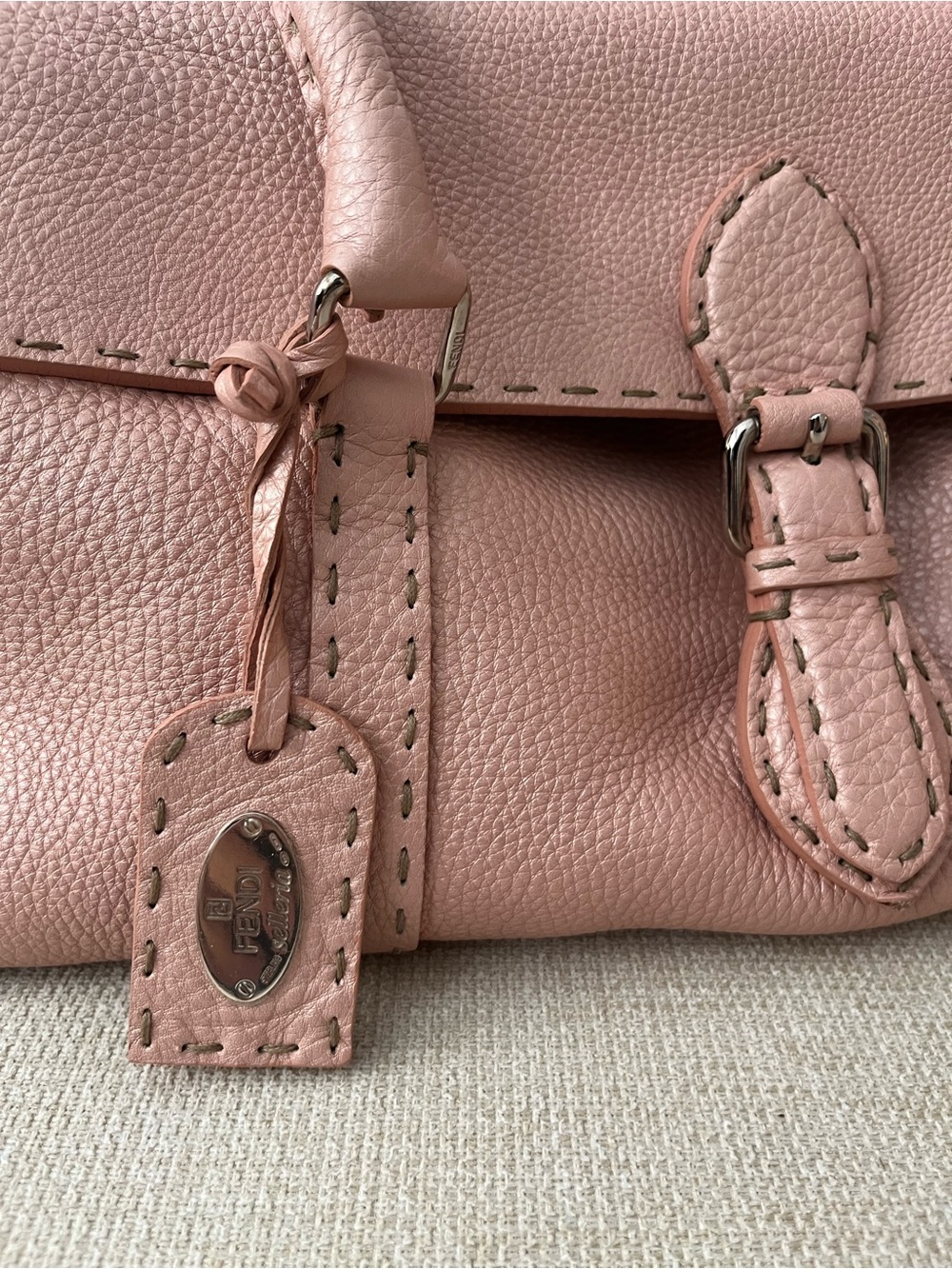 Fendi Selleria Blush Pink Leather Top Handle Satchel - Picture 3 of 16